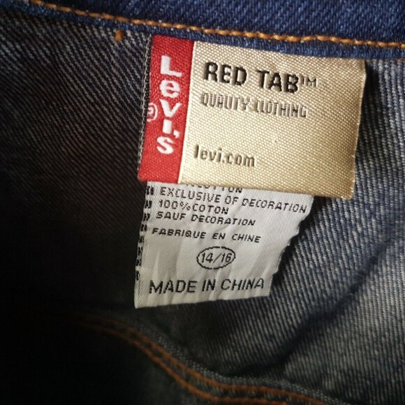 Levi's RED TAB Co Denim Jean Jacket Red Tab Youth Girls Size 14 / 18 Button Blue - Picture 3 of 9